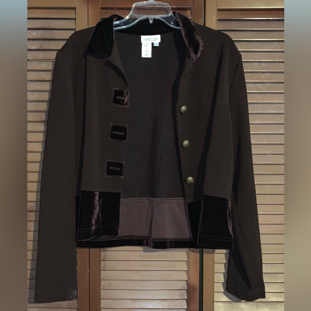 Coldwater Creek Brown velvet sleeveless and coat set. Size Large